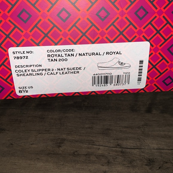 NIB TORY BURCH COLEY SLIPPER SHEARING LINED NATURAL SUEDE & LEATHER - Picture 5 of 10